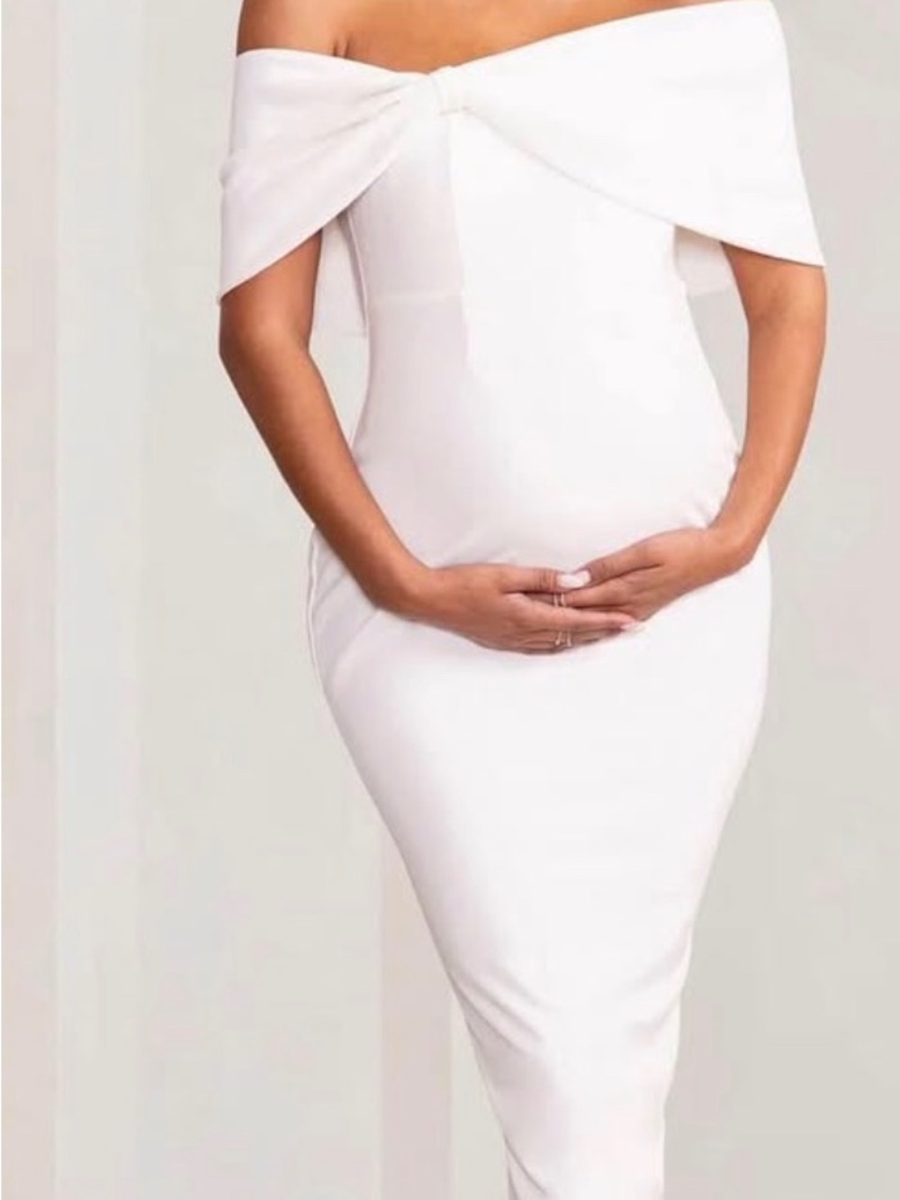 Club L London Off-Shoulder White Midi Dress